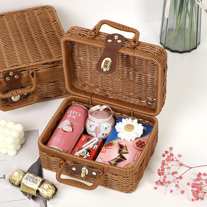 Rattan-Style Storage Suitcase