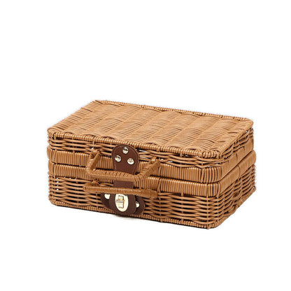 Rattan-Style Storage Suitcase
