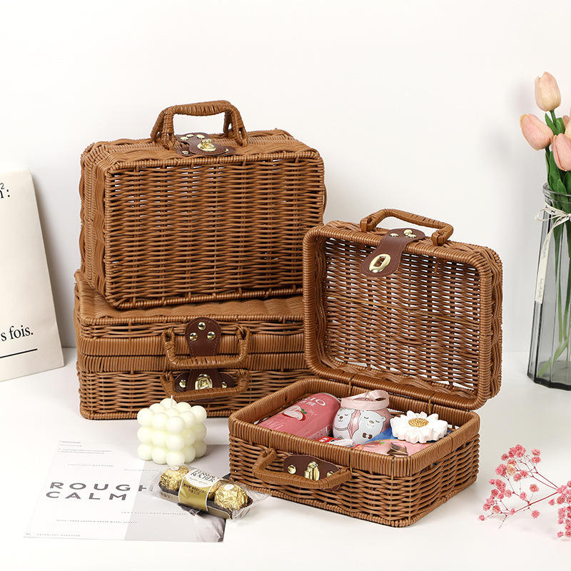 Rattan-Style Storage Suitcase