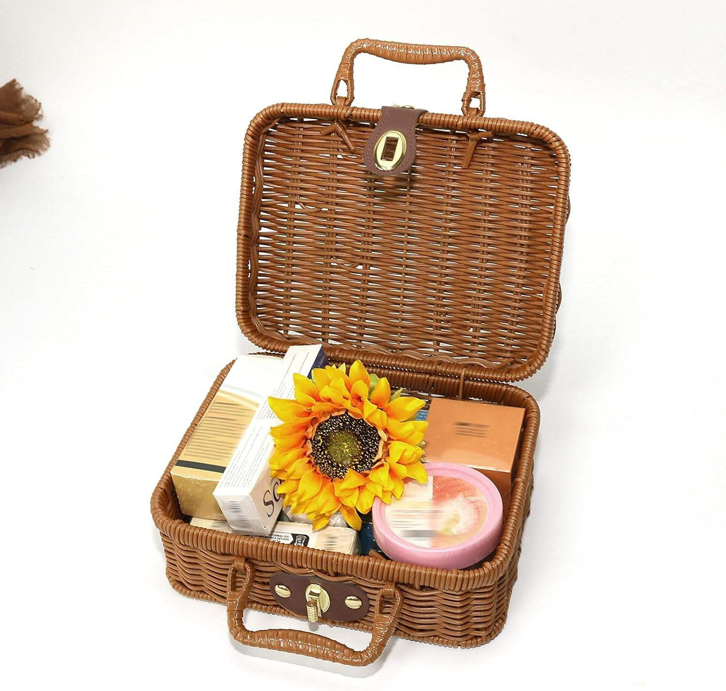 Rattan-Style Storage Suitcase